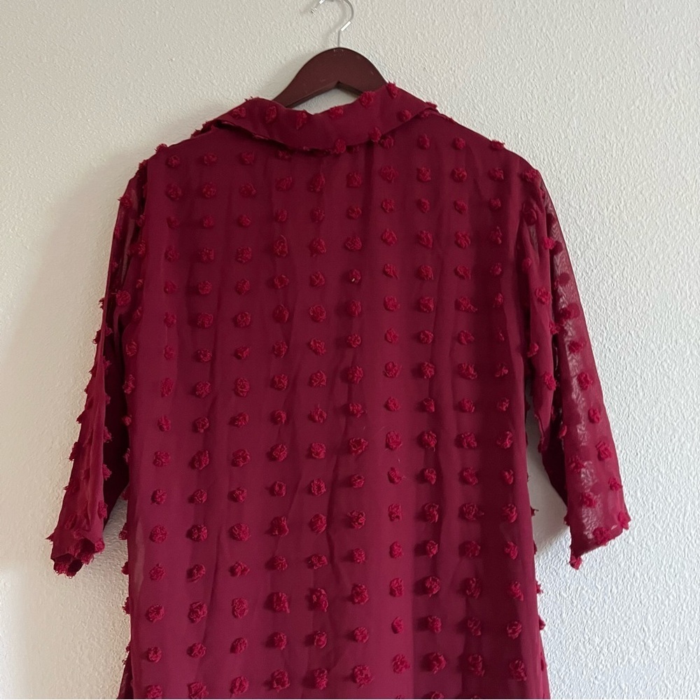 NWT Chic Style Size Small Burgundy Red 3/4 Sleeve Shift Dress - Picture 7 of 9
